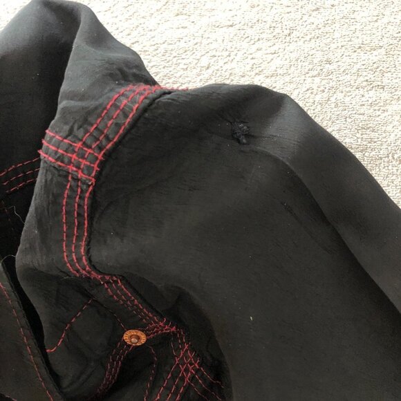 VTG Jean Paul Gaultier Jeans Black With Red Stitching Long Sleeve Snap Shirt - Picture 11 of 16